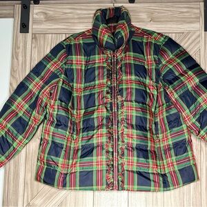 Talbots Vibrant Plaid Puffer Jacket